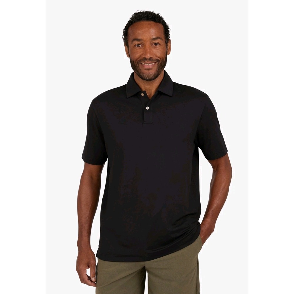 Chaps Men's Black Short Sleeve Performance Solid Polo Shirt Size 2XL